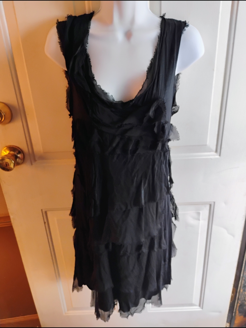 Black Layered Sleeveless Silk Dress